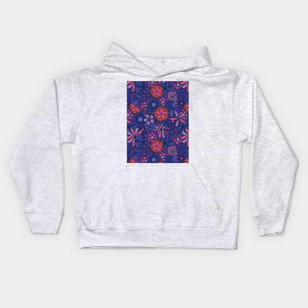 Hand Drawn Flowers Line Art Illustration Kids Hoodie by zarya_kiqo